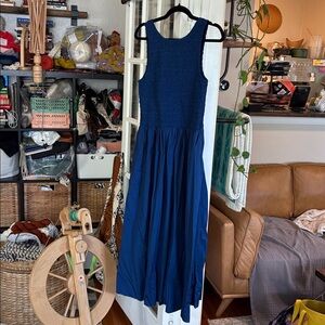 NWOT Madewell Melody Scoopback Smocked Midi Dress (Blue Moon/L)